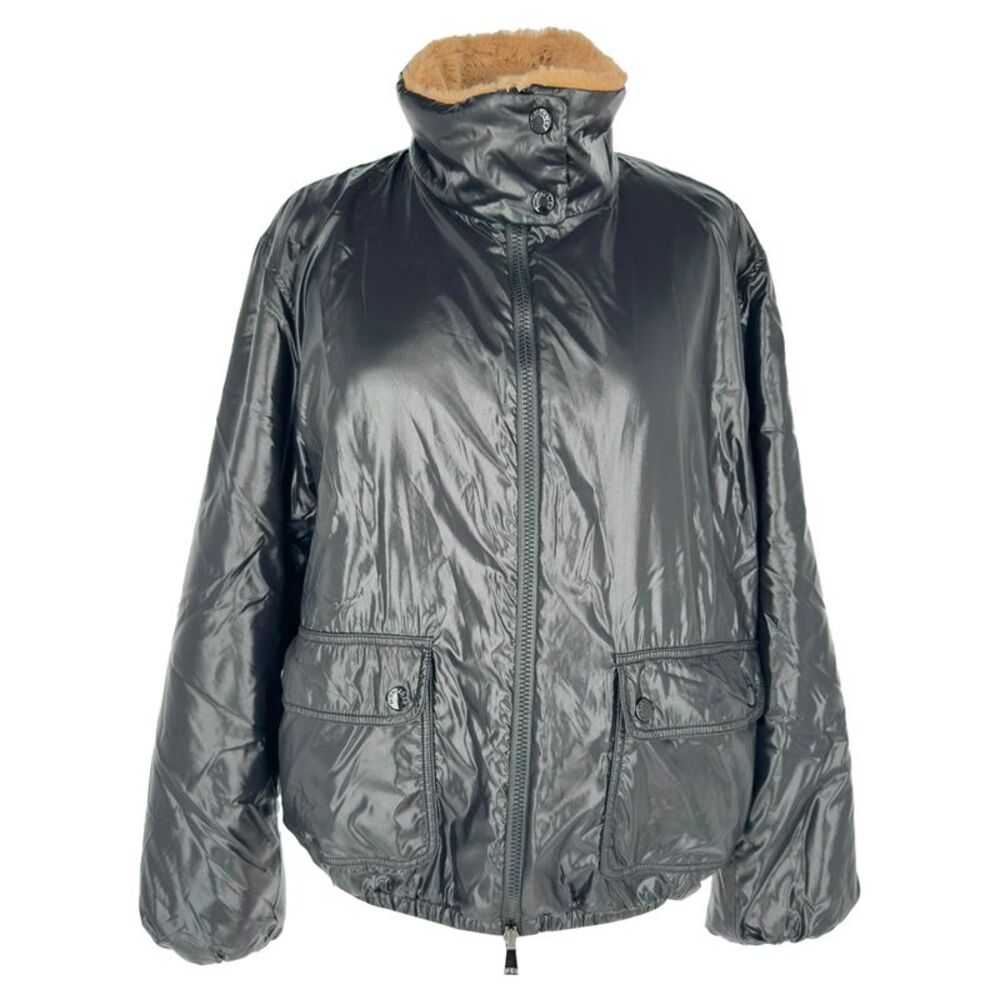 Moncler Zip-Up Shear-Lined Jacket in Black Polyamide